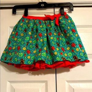 American Girl Floral Wellie Wishers Skirt with Red Under Ruffle and Bow Detail